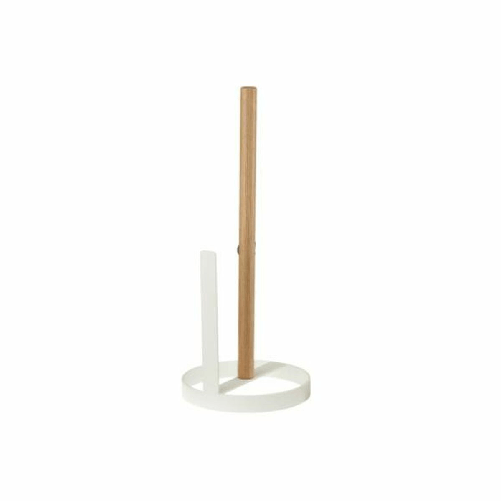 DKD Home Decor Portarotolo di Carta da Cucina DKD Home Decor 13 x 13 x 31,5 cm Naturale Metallo Bianco Pino
