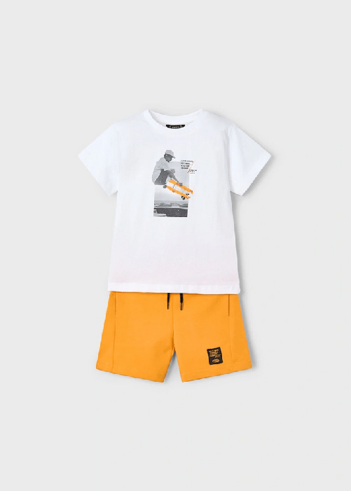 MAYORAL COMPLETO T SHIRT BERMUDA BAMBINO MAYORAL 3607 03607 10 ARANCIO ORIGINALE PE 2025 Colore Arancio,Taglia 9 anni