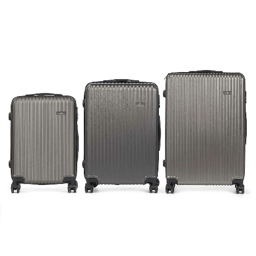 BigBuy Home Set di valigie Grigio scuro Righe 3 Pezzi