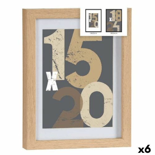 Portafoto da Parete Gift Decor Naturale Vetro Legno MDF 18 x 24 cm (6 Unità)