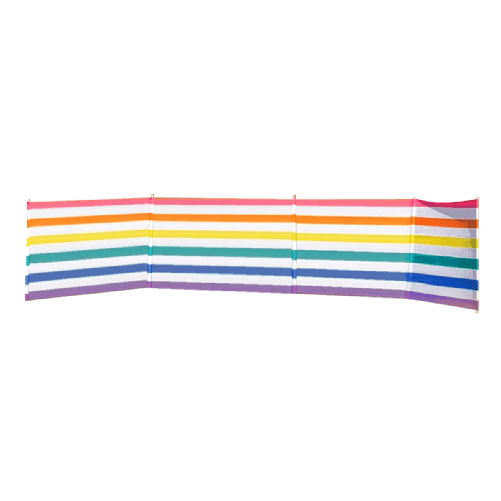 Marbueno Paravento 5 Palos Acciaio Poliestere Strisce Colorate 480X80 cm Spiaggia, Piscina, Giardino