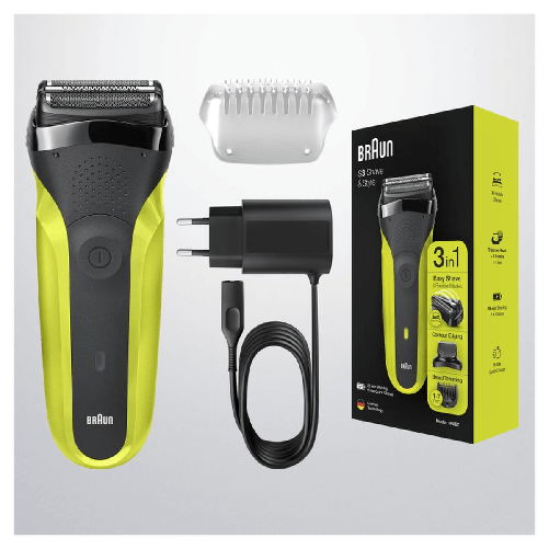 Braun Series 3 Shave&Style 300BT Rasoio Da Barba Elettrico Da Uomo, Nero/Verde Elettrico Braun Rasoio elettrico Braun