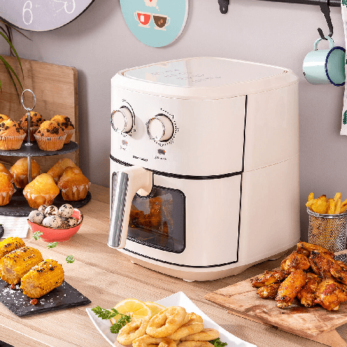 InnovaGoods Friggitrice ad Aria InnovaGoods Vynner Pro 6500 Crema 1700 W 6,5 L Acciaio inossidabile