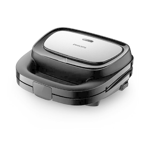 Philips HD2350-80 Tostapane Piastra per Toast e Waffle Antiaderente Potenza 750 Watt colore Nero-Argento Philips Piastra Grill Elettrica Philips SERIE