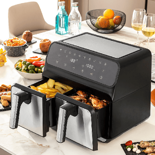 InnovaGoods Friggitrice ad Aria InnovaGoods Fryinn Double 8000 Nero 3400 W 8 L Acciaio inossidabile