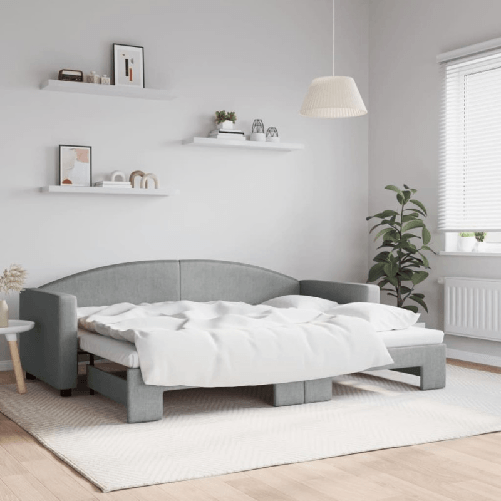 VidaXL Divano Letto con Letto Estraibile Grigio Chiaro 80x200 Tessuto