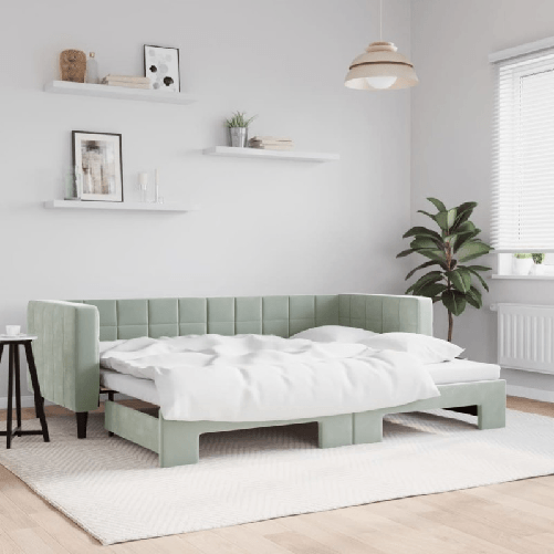 VidaXL Divano Letto con Letto Estraibile Grigio Chiaro 80x200 Velluto