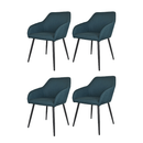 STOCK LINE Set 4 sedie sala da pranzo LIGNANO gambe in acciaio nero opaco, tessuto