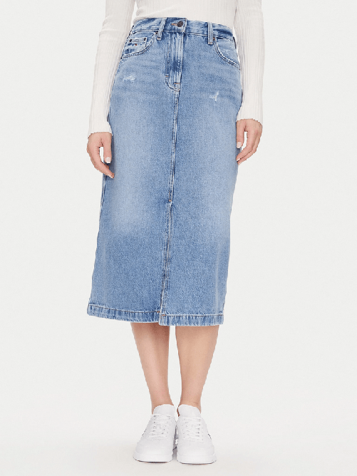 TOMMY JEANS GONNA GONNE DONNA TOMMY JEANS DW0DW21292 COTONE BLU ORIGINALE PE 2025 Colore Blu,Taglia IT 45