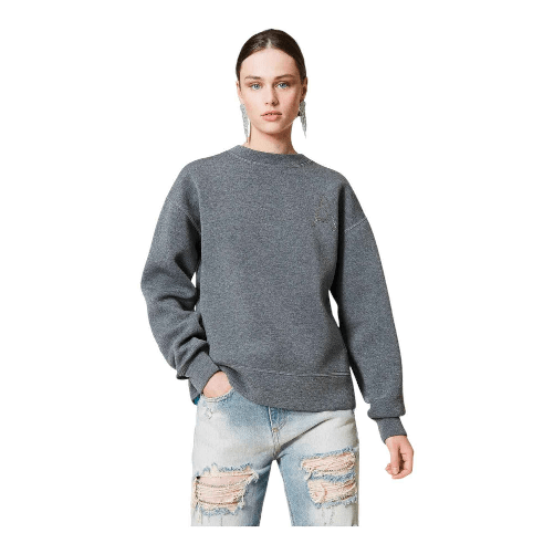 MAGLIA FELPA FELPE TOP DONNA TWINSET ACTITUDE 212AP2402 GRIGIO ORIGINALE AI L Grigio