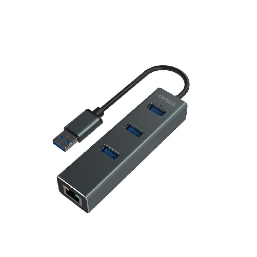 Savio Hub USB 4 Porte Savio AK-58 Ethernet (RJ-45) Grigio