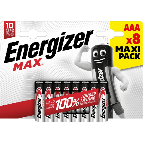 Energizer MAX AAA Batteria monouso Mini Stilo AAA Alcalino Energizer Batterie Energizer LR03 1,5 V 9 V AAA (8 Unità)
