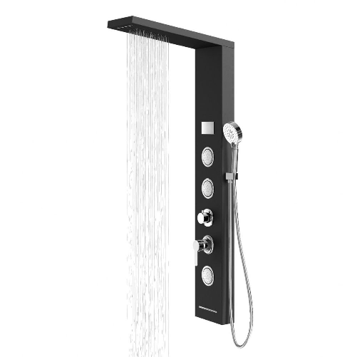 OGOMONDO Colonna doccia shine acciaio 4 funzioni luce led display temperatura 2 finiture *** finitura- nero