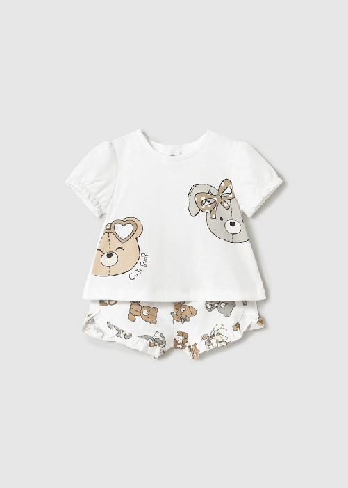 MAYORAL COMPLETO T SHIRT SHORT NEONATA MAYORAL 1256 01256 86 BIANCO ORIGINALE PE 2025 Taglia 4 / 6 mesi,Colore Bianco