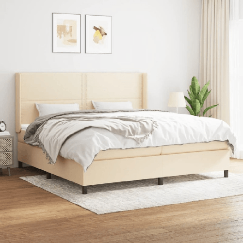 VidaXL Giroletto a Molle con Materasso Crema 200x200 cm in Tessuto