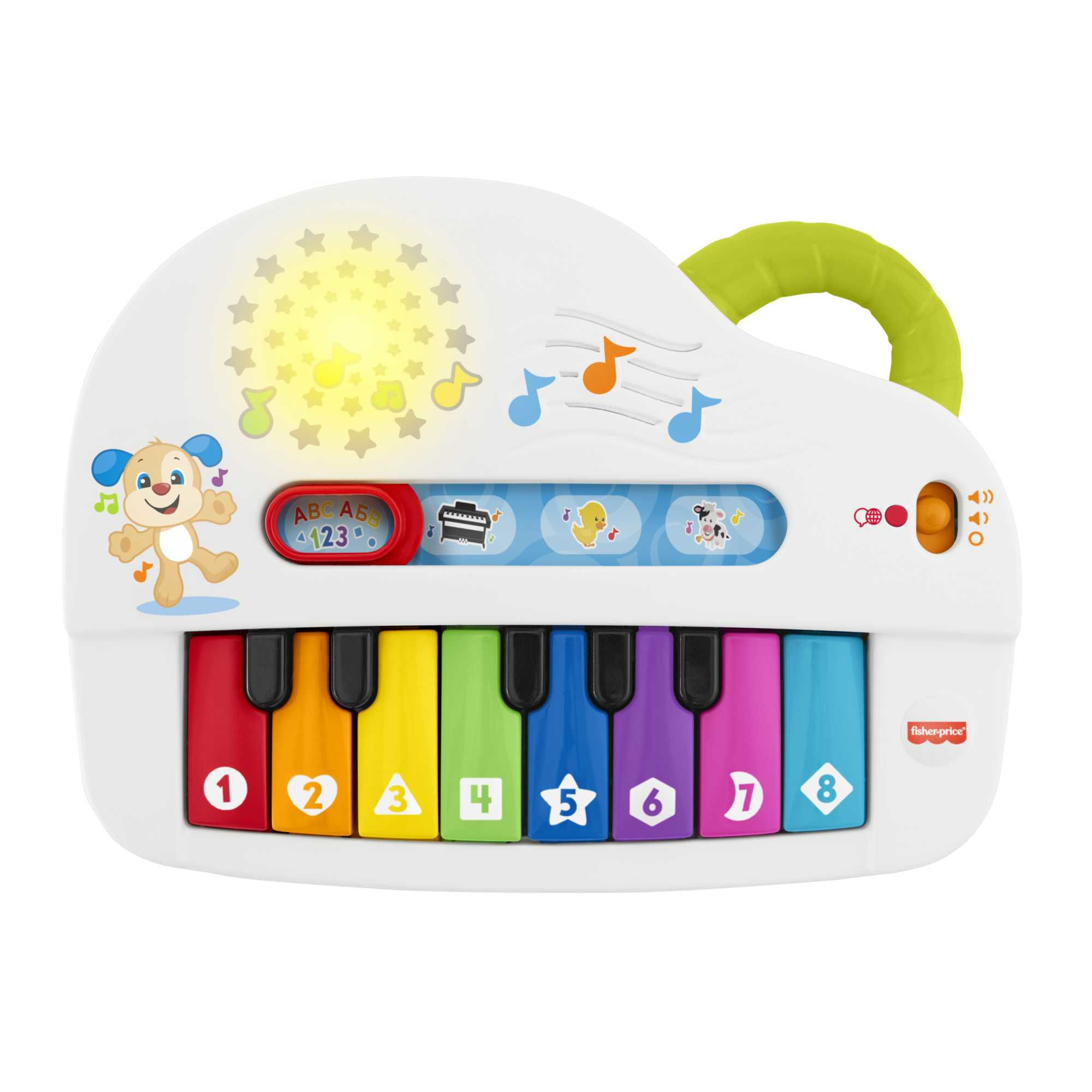 Fisher Price Fisher-Price Pianoforte di Cagnolino Ridi and Impara Edizione Multilingue, Portatile con Luci