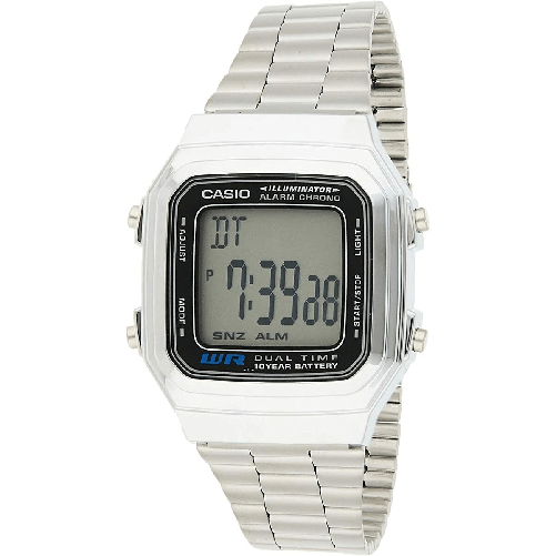 Casio A178WA-1ADF orologio Orologio bracciale Elettronico Acciaio inox Casio Orologio Unisex Casio VINTAGE Nero Argentato (Ø 32 mm) (Ø 34 mm)