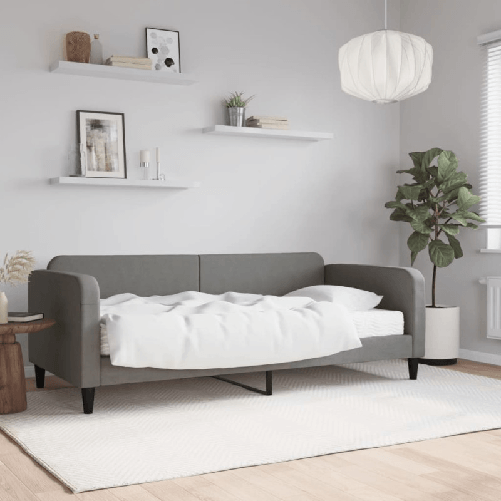 VidaXL Divano Letto con Materasso Grigio Scuro 90x190 cm in Tessuto