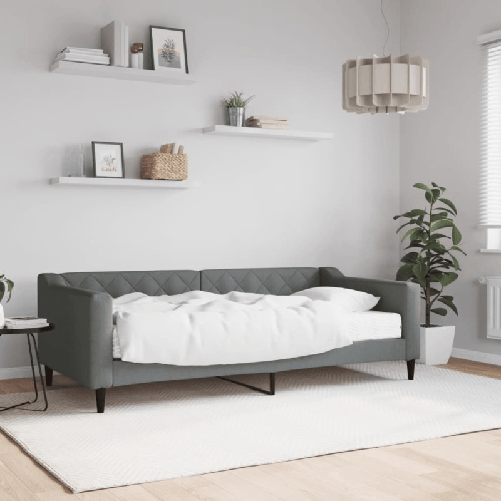 VidaXL Divano Letto con Materasso Grigio Scuro 90x190 cm in Tessuto