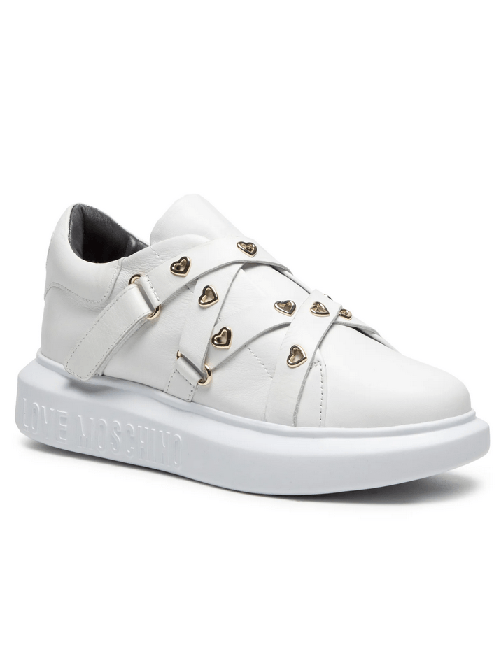 LOVE MOSCHINO SCARPE SNEAKERS DONNA LOVE MOSCHINO JA15484G0BJA0100 PELLE BIANCO ORIGINALAI2024 Taglia 39,Colore Bianco