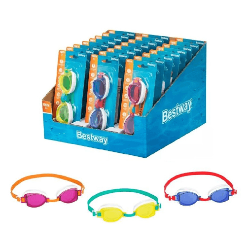 TrAdE Shop Traesio Box 24 Pz Occhiali Da Nuoto Piscina Per Bambini Ragazzi 7+ Anni Da 3 Colori 30217 -