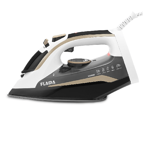 Flama 5342FL Ferro da stiro a secco e a vapore Piastra in ceramica Ultra Glide 2400 W Beige, Nero, Bianco Flama Ferro da Stiro a Vapore Flama GV80 240