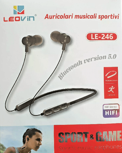 Leovin Auricolari Bluetooth Sport Parla - HiFi – Microfono - Cellullate Tv Tablet Pc