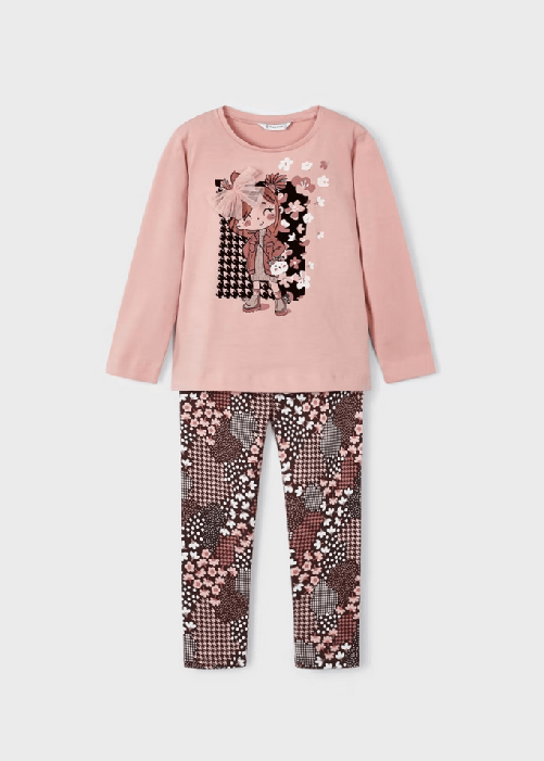 MAYORAL COMPLETO MAGLIA LEGGINGS BAMBINA MAYORAL 4795 COTONE ROSA ORIGINALE AI 2024 Colore Bianco,Taglia 9 anni