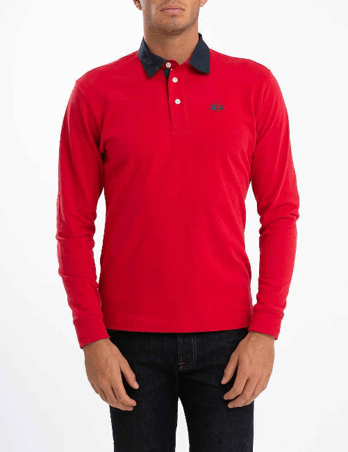 LA MARTINA MAGLIA POLO UOMO LA MARTINA UMP007 JS005 COTONE 06053 ROSSO ORIGINALE AI 2024 Taglia XL,Colore Rosso