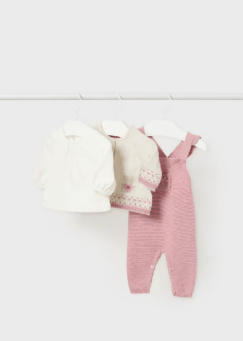 MAYORAL COMPLETO MAGLIA SALOPETTE CARDIGAN NEONATA MAYORAL 2665 63 ROSA ORIGINAL AI 2024 Colore Rosa,Taglia 2 / 4 mesi