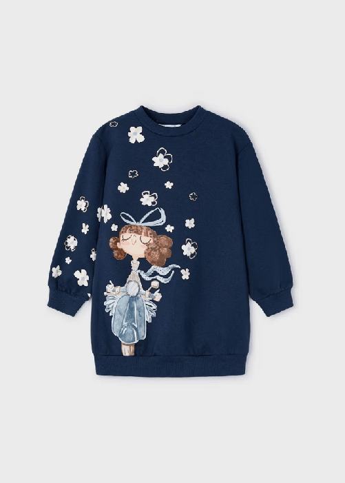 ABITO VESTITO FELPA BAMBINA MAYORAL 4933 04933 75 BLU ORIGINALE AI 2025 3 anni Blu