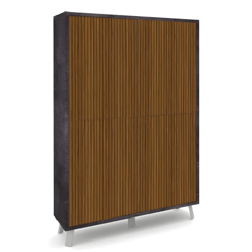 BricoShop24 Mobile Soggiorno 4 Ante 108x41x161 cm Rovere e Nero