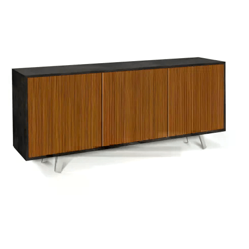 BricoShop24 Credenza Soggiorno 3 Ante Push-Pull 177x41x74 cm Nero e Rovere