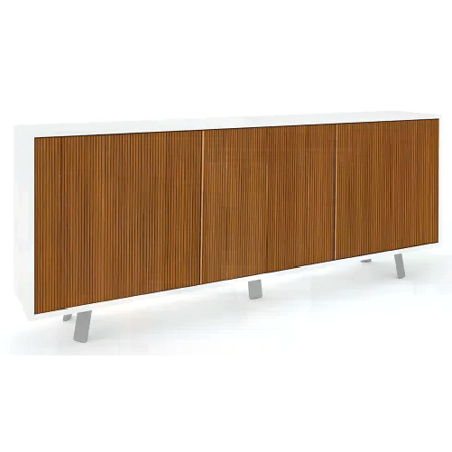 BricoShop24 Mobile Soggiorno 3 Ante 177x41x74 cm Push-Pull Bianco e Rovere