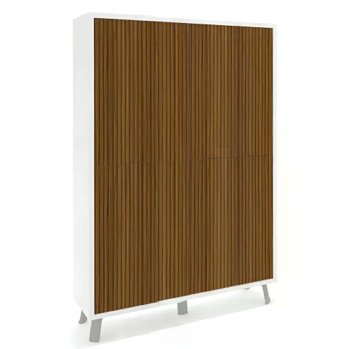 BricoShop24 Madia da Soggiorno 4 Ante 108x41x161 cm Bianca e Rovere