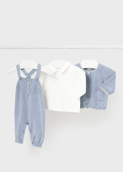 MAYORAL COMPLETO SALOPETTE CARDIGAN MAGLIA NEONATO MAYORAL 2621 02621 ORIGINALE AI 2025 Colore Blu,Taglia 0 / 1 mesi