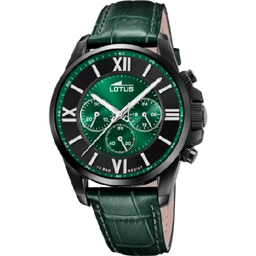 LOTUS OROLOGIO CRONOGRAFO UOMO LOTUS 18881 1 PELLE 44 NERO VERDE ORIGINALE AI 2025 Taglia Unica,Colore Verde