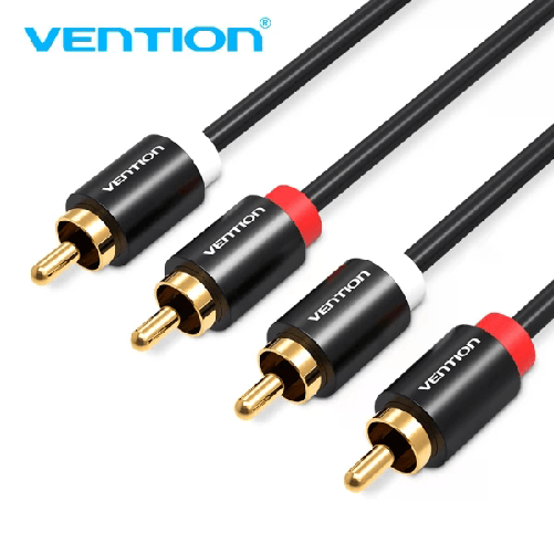 Cavo RCA stereo Vention - Interfaccia placcata in oro - Conduttore in bronzo smaltato - Materiale in alluminio e PVC - Colore nero