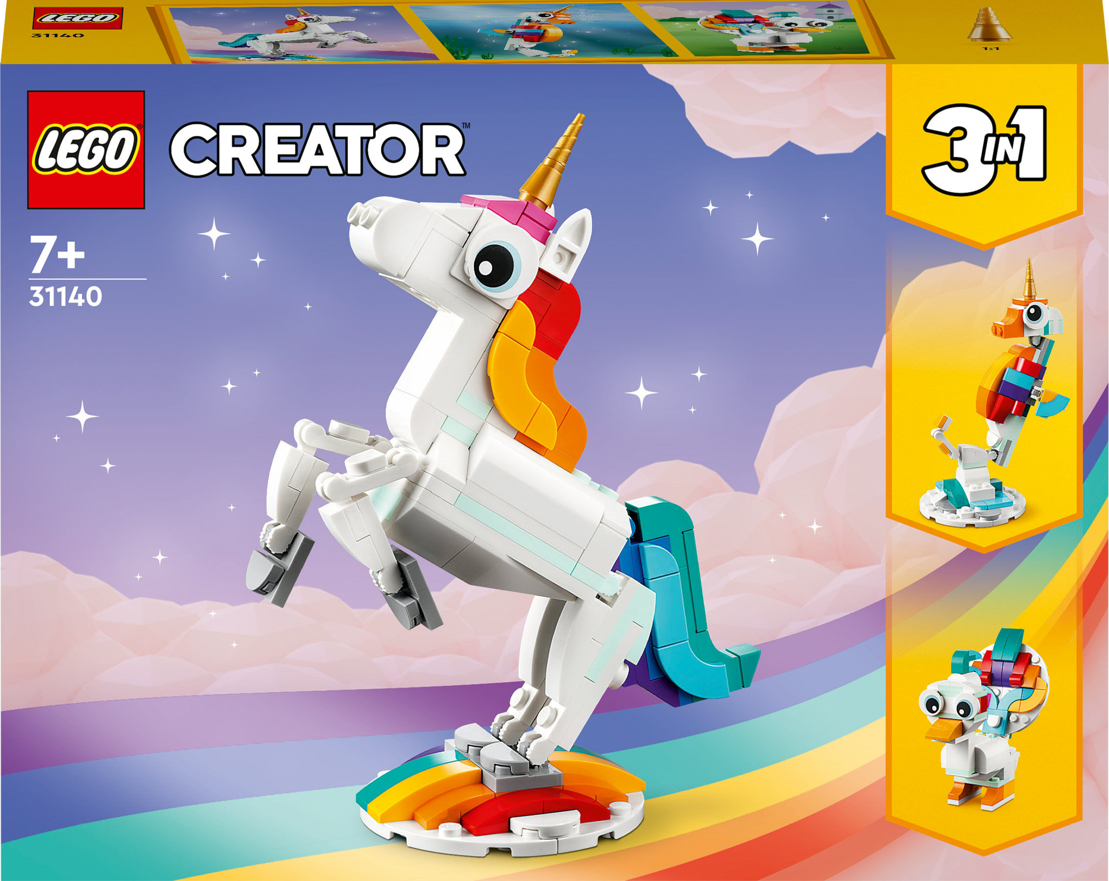 LEGO Creator 31140 Unicorno Magico con Arcobaleno, Set 3 in 1 con Animali Giocattolo Fantastici LEGO Creator 3-in-1 Unicorno magico