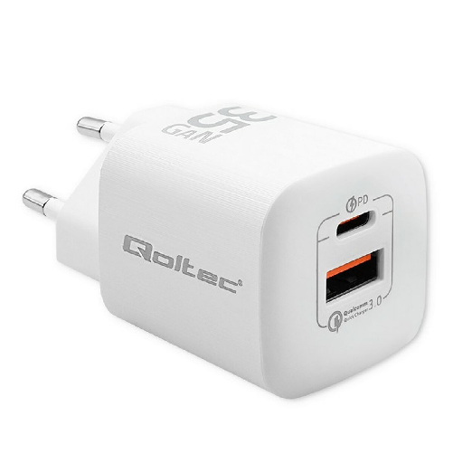 Qoltec Caricabatterie da Parete Qoltec 50763 Bianco 35 W