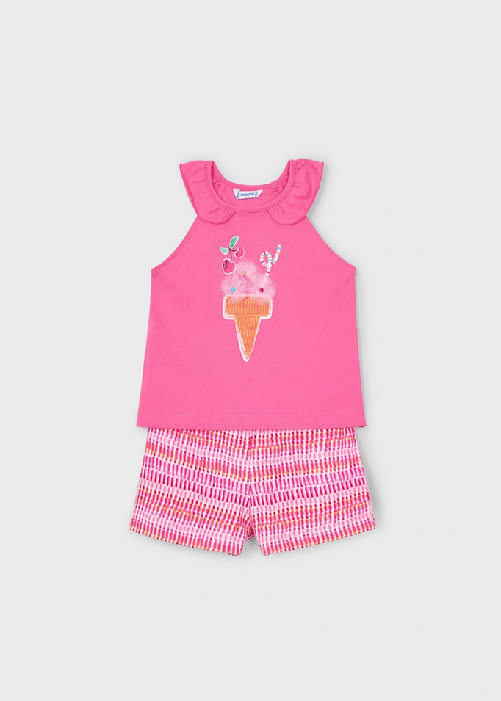 MAYORAL COMPLETO T SHIRT SHORT BAMBINA MAYORAL 3214 03214 67 ROSA ORIGINALE PE 2025 Colore Rosa,Taglia 9 anni