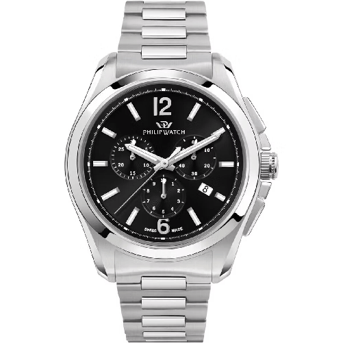 Philip Watch Orologio Uomo Philip Watch AMALFI CHRONO Nero Argentato (Ø 43 mm)