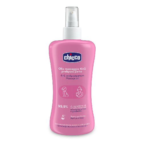 Chicco Olio Corpo 000022565000 Massaggio Pre e Post Parto 4 in 1 Idratante Nutriente Lenitivo Rilassante