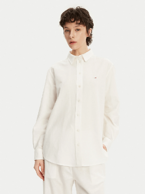 TOMMY JEANS MAGLIA CAMICIA CAMICIE DONNA TOMMY JEANS DW0DW20292 COTONE BEIGE ORIGINAL PE2025 Colore Beige,Taglia M
