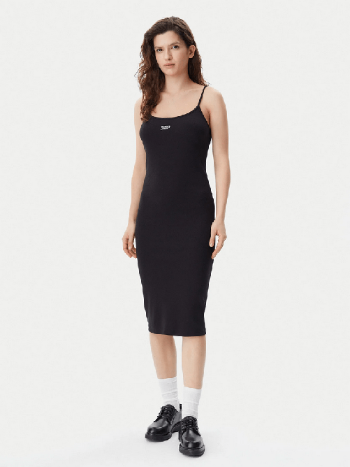 TOMMY JEANS ABITO TUBINO VESTITO DONNA TOMMY JEANS DW0DW20330 COTONE NERO ORIGINALE PE 2025 Colore Nero,Taglia L