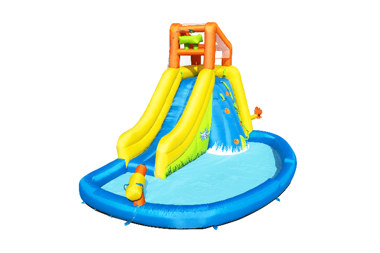 Bestway Piscina parco acquatico, mis. 435x286x267 cm, scivolo d'acqua, corda di arrampicata
