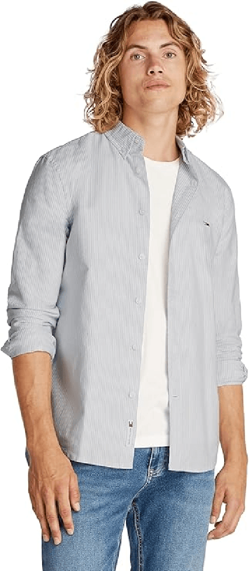 TOMMY JEANS CAMICIA CAMICIE UOMO TOMMY JEANS DM0DM20668 COTONE CELESTE ORIGINALE PE 2025 Colore Blu,Taglia XL