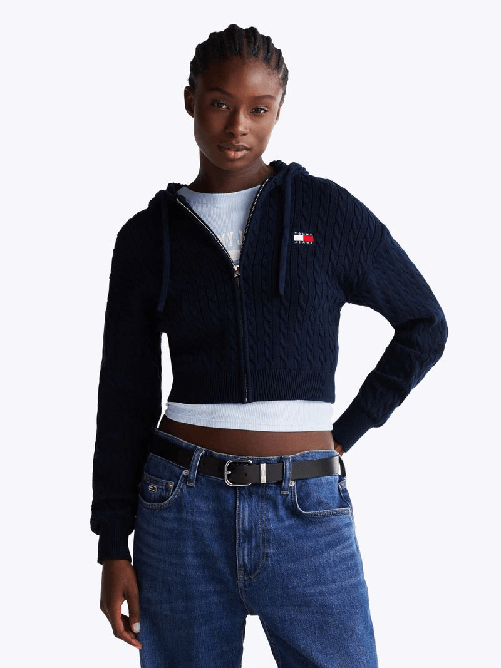 TOMMY JEANS MAGLIA FELPA FELPE DONNA TOMMY JEANS DW0DW19334 COTONE BLU ORIGINALE PE 2025 Colore Blu,Taglia M