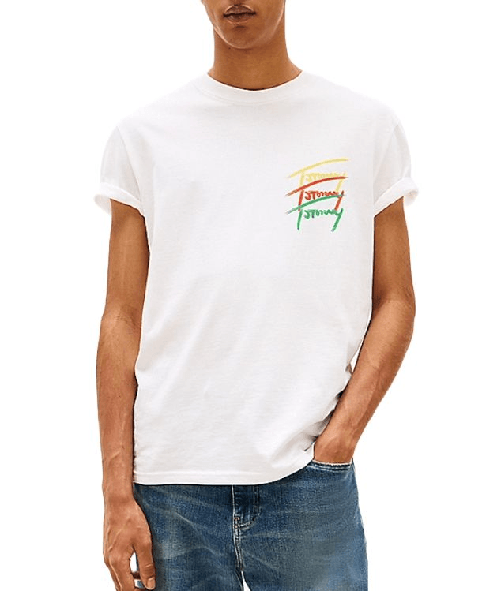 TOMMY JEANS T SHIRT MAGLIA UOMO TOMMY JEANS DM0DM20771 COTONE BIANCO ORIGINALE PE 2025 Colore Bianco,Taglia XS