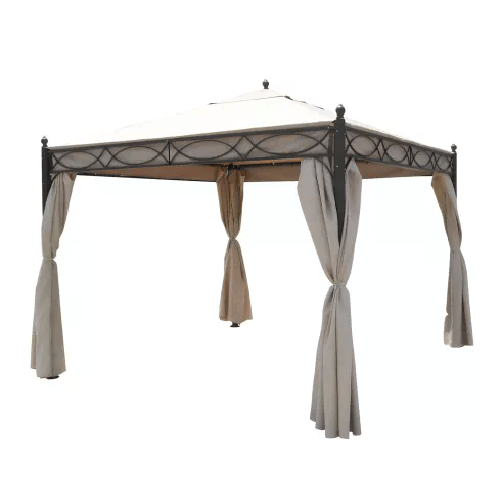 Garden Gazebo da Giardino 3x3 m Quadrato Struttura Acciaio Telo Ecrù